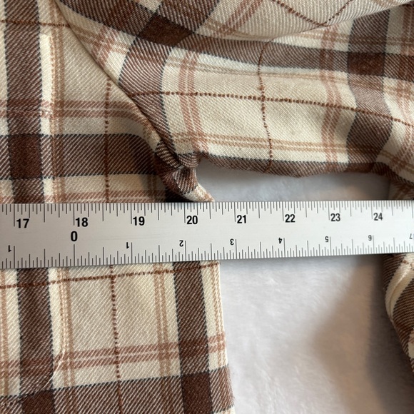 Sezane womens cream brown mock neck wool blend Plaid Long Sleeve Dress size 34 - Picture 5 of 14